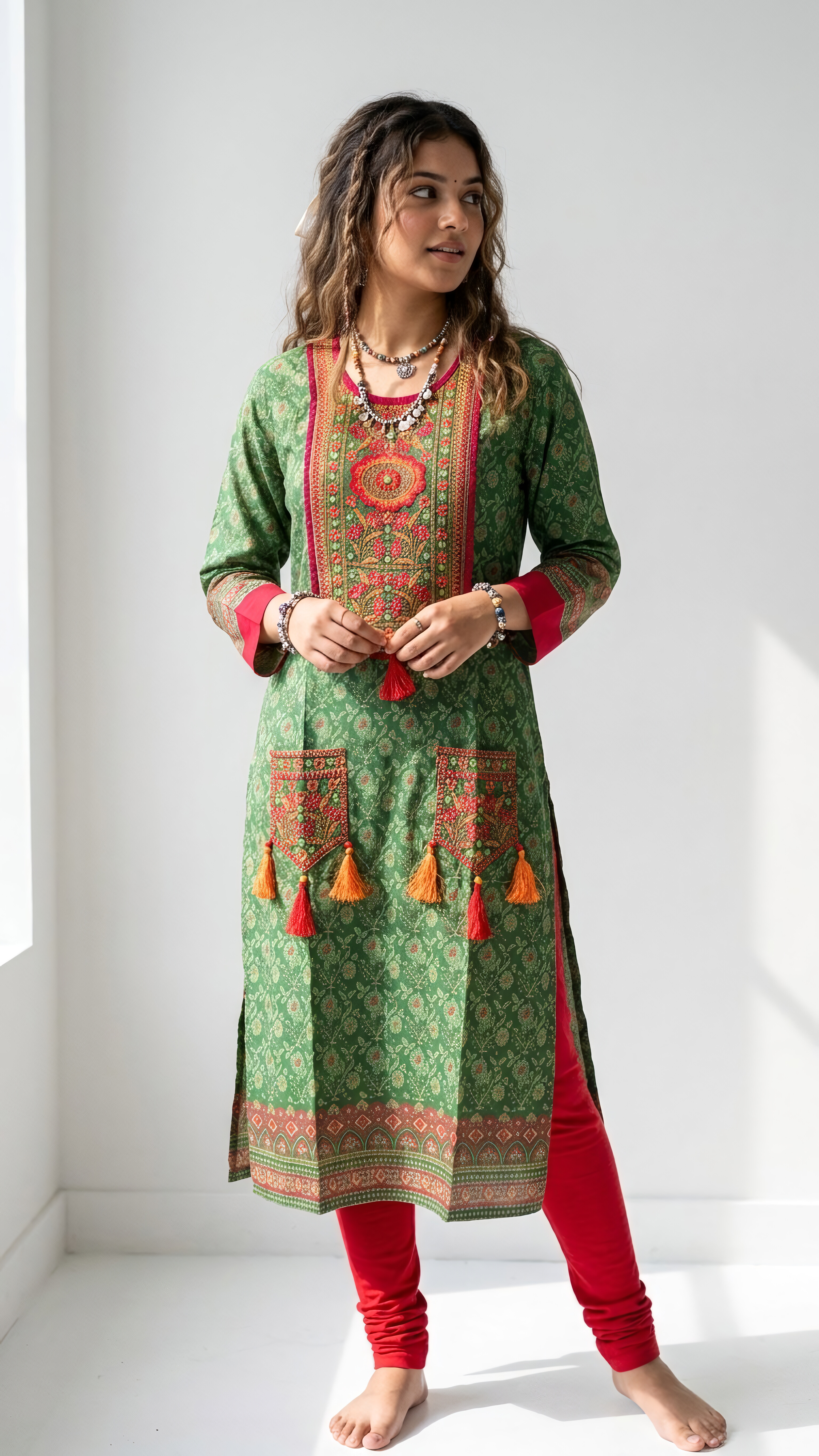 Premium Green Printed Kameez