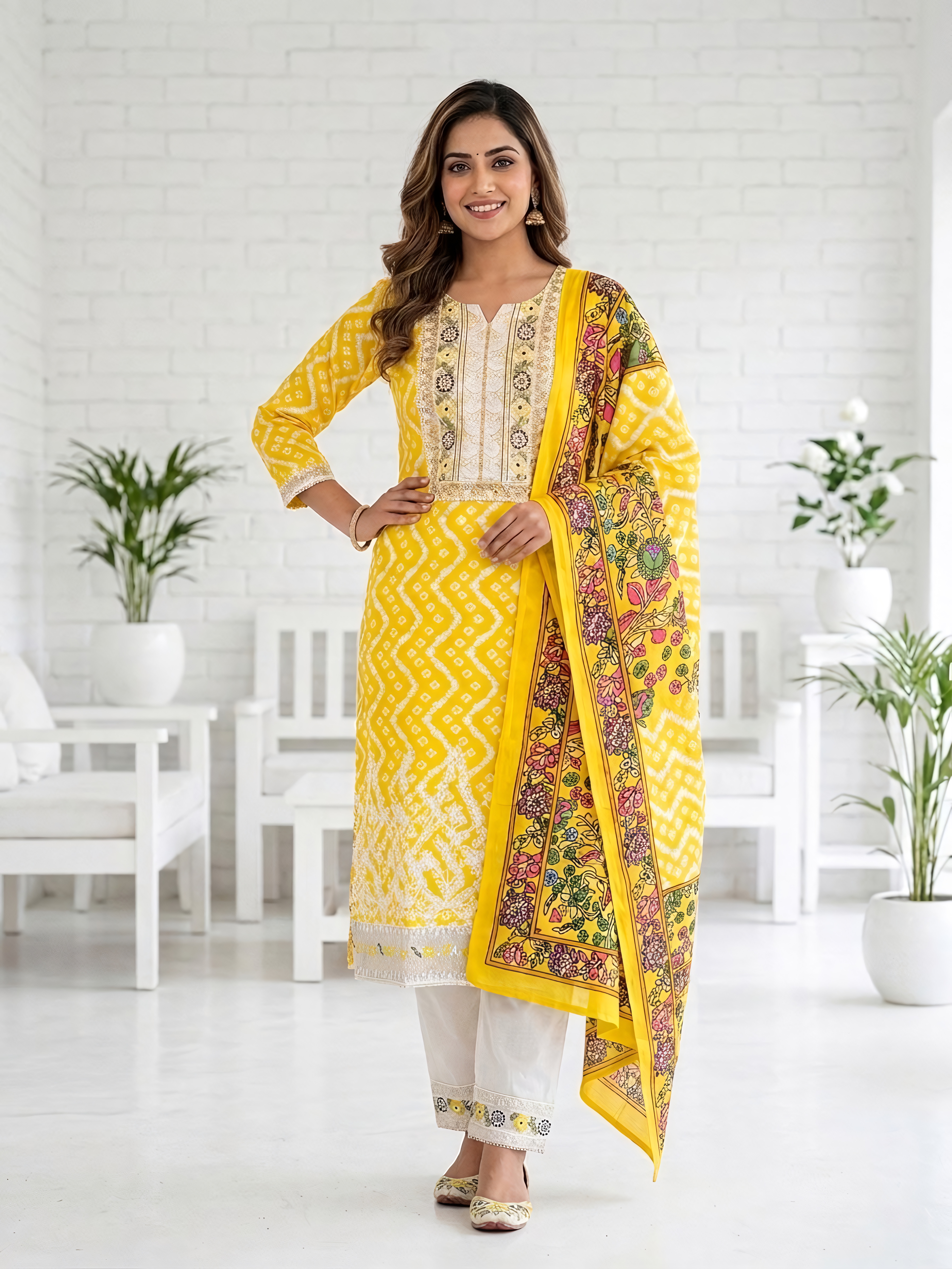 Premium Yellow Printed 3-Piece