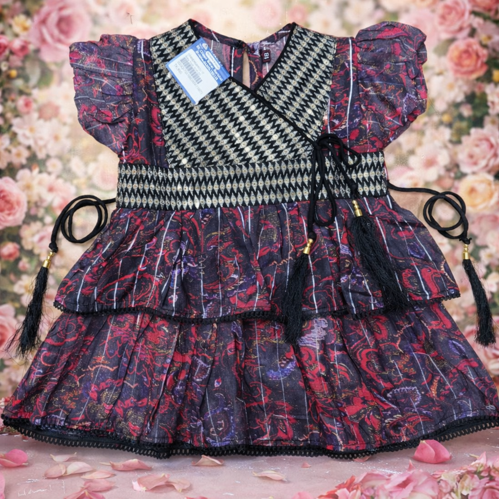 Crimson Elegance Baby Frock
