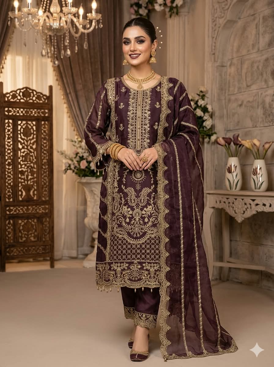 Royal Plum luxury Three pcs